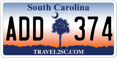 SC license plate ADD374