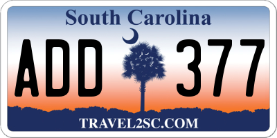 SC license plate ADD377