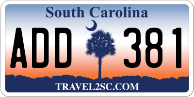 SC license plate ADD381