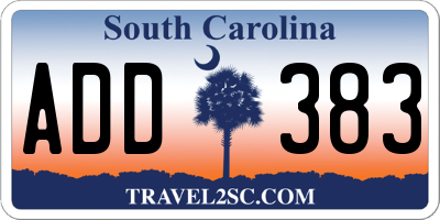 SC license plate ADD383