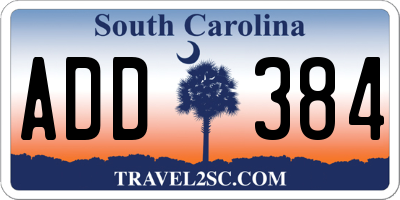 SC license plate ADD384