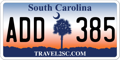 SC license plate ADD385