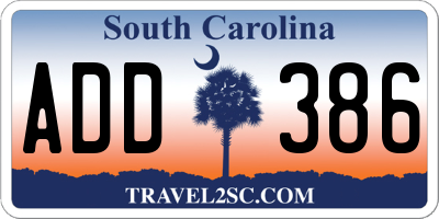 SC license plate ADD386