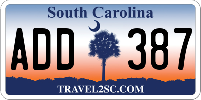 SC license plate ADD387