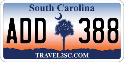 SC license plate ADD388