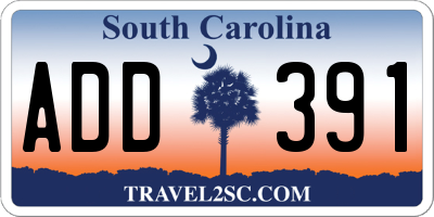 SC license plate ADD391