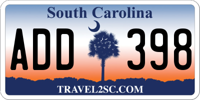 SC license plate ADD398