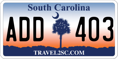 SC license plate ADD403