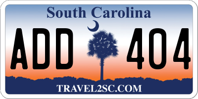 SC license plate ADD404
