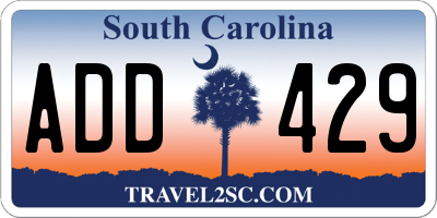 SC license plate ADD429