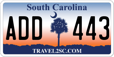 SC license plate ADD443