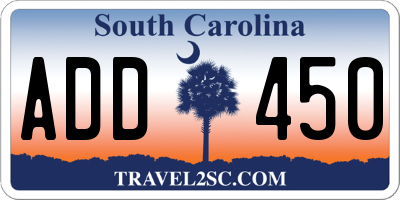 SC license plate ADD450