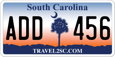 SC license plate ADD456