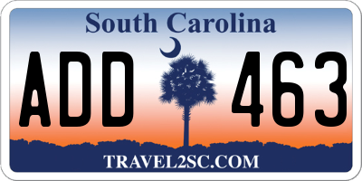 SC license plate ADD463
