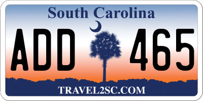 SC license plate ADD465
