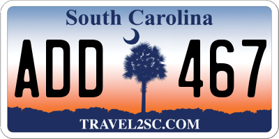 SC license plate ADD467