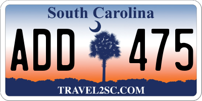 SC license plate ADD475