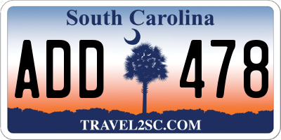 SC license plate ADD478