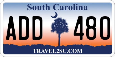 SC license plate ADD480