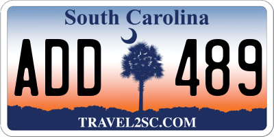 SC license plate ADD489