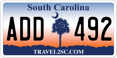 SC license plate ADD492