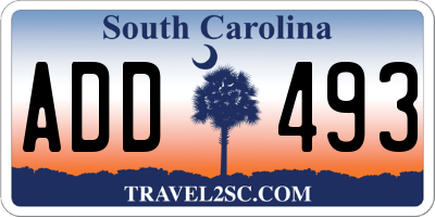 SC license plate ADD493