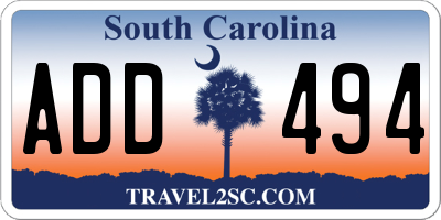 SC license plate ADD494