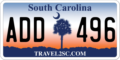 SC license plate ADD496