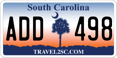 SC license plate ADD498