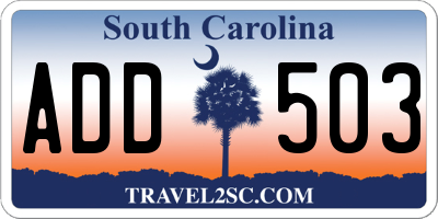 SC license plate ADD503