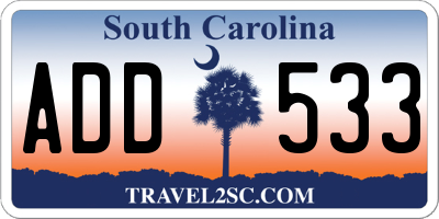 SC license plate ADD533