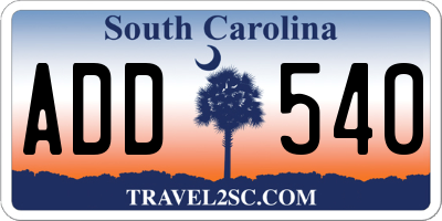 SC license plate ADD540