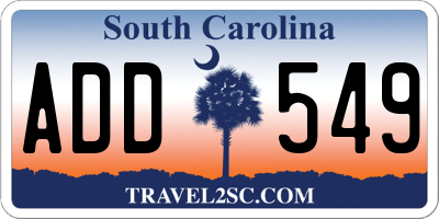 SC license plate ADD549