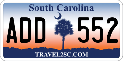 SC license plate ADD552