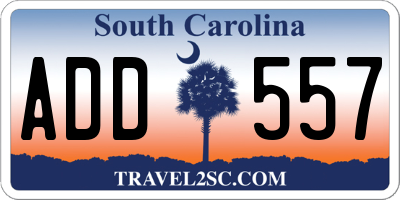 SC license plate ADD557