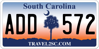 SC license plate ADD572