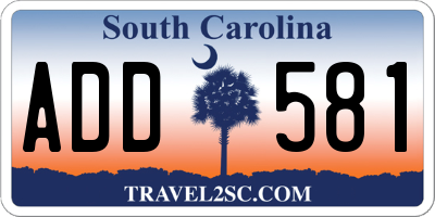 SC license plate ADD581