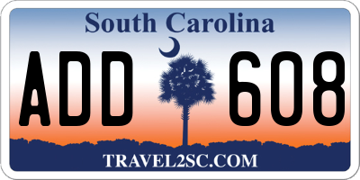 SC license plate ADD608