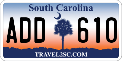 SC license plate ADD610