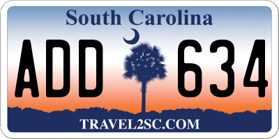 SC license plate ADD634
