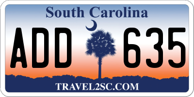 SC license plate ADD635