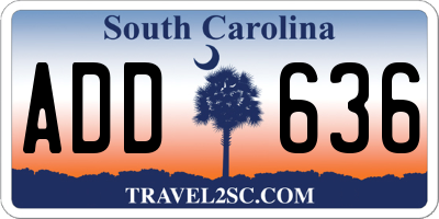 SC license plate ADD636