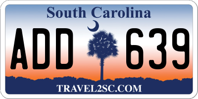 SC license plate ADD639