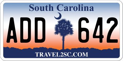 SC license plate ADD642