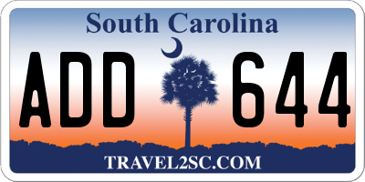 SC license plate ADD644