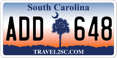 SC license plate ADD648