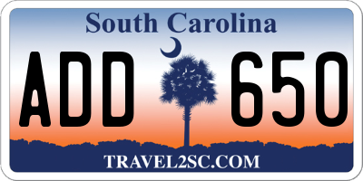 SC license plate ADD650