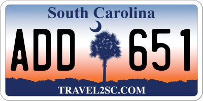 SC license plate ADD651