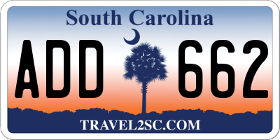 SC license plate ADD662