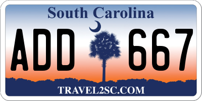 SC license plate ADD667